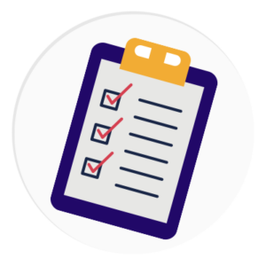 Icon depicting a clipboard with checkmarks