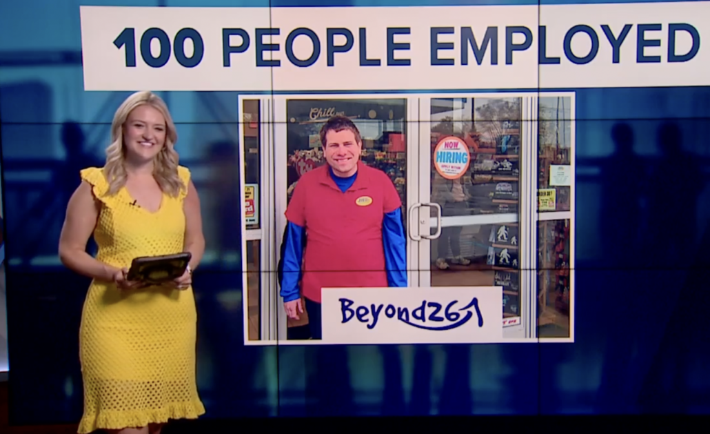 A screenshot from a video about the 100th jobseeker placed.